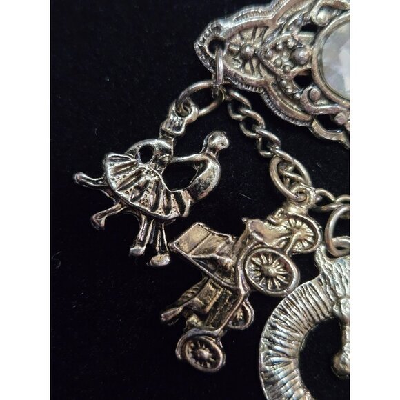 Vintage Artist Charm Brooch Dancer Painting Heart Clock Car - Picture 5 of 5